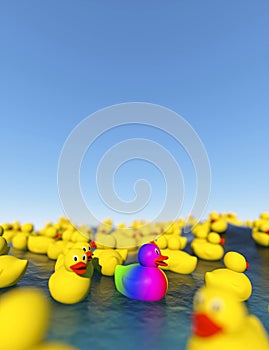 Standing out from the crowd concept 3d render