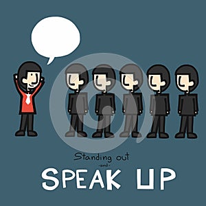 Standing out and speak up people cartoon illustration, business concept