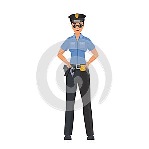 Standing policewoman with hands on hips