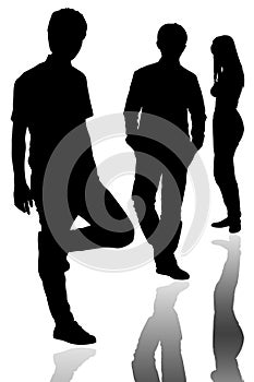 Standing pose silhouette group