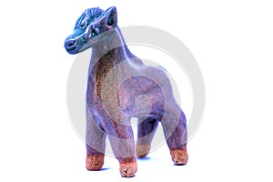 Standing positionâ€‹ darkâ€‹ brownâ€‹ porcelain horseâ€‹ withâ€‹ lightâ€‹ reflectionâ€‹ isolatedâ€‹ onâ€‹ whiteâ€‹ background.