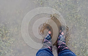 Standing in a puddle