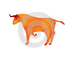 Standing and Ready to Attack Bull Polygonal Illustration