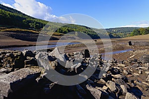 Standing on the remains of Derwent Hall in Ladybower reservoir