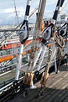 Standing rigging of square rigged ship Balcutha