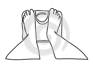 Standing on a scale. Measuring body weight concept. continuous line drawing. Vector illustration. Isolated