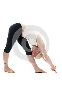 Standing separate head to knee yoga pose