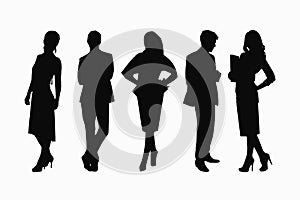 Standing Silhouette Of Crowd Of Business People