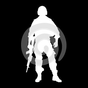 Standing soldier with an assault rifle, silhouette