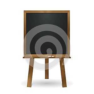 Standing square blackboard in wooden frame. Chalkboard isolated on white background. Applicable for business and
