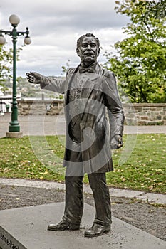 Standing Statue of Cartier in Quebec City Canada