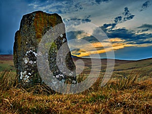 Standing Stone at Waun Leuci above the Tawe Valley