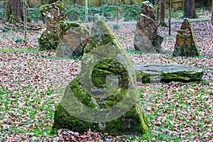 Standing stones Duffryn woods, Mountain Ash, South Wales.