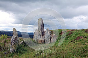 Standing stones in hills outside Mawphlang sacred forest