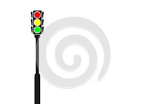 STANDING TRAFFIC LIGHT WITH SPACE FOR TEXT, WHITE BACKGROUND photo