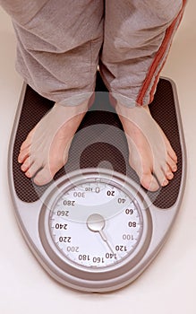 Standing on weight scale