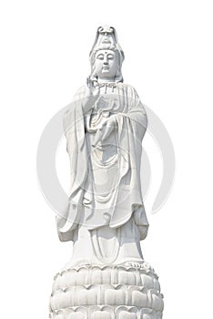 Standing white Guan yin statue