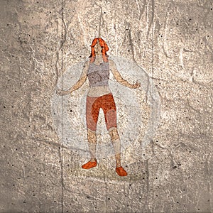 Standing woman. Sport girl illustration. Casual sportwear - t-shirt, breeches and sneakers. Young woman wearing workout