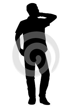 Standing young man silhouette vector
