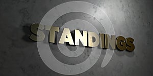 Standings - Gold text on black background - 3D rendered royalty free stock picture