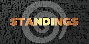 Standings - Gold text on black background - 3D rendered royalty free stock picture