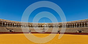 Stands in the bullring Arena Real Maestranza de Cavalry Plaza de toros de la Real Maestranza de Caballeria in Seville, Spain photo
