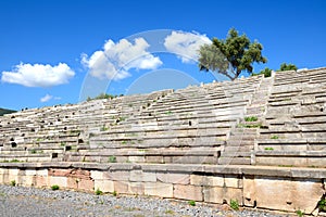 The stands on stadium in ancient Messene (Messinia)