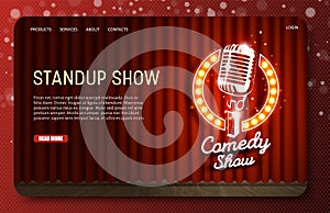 Standup show landing page website vector template