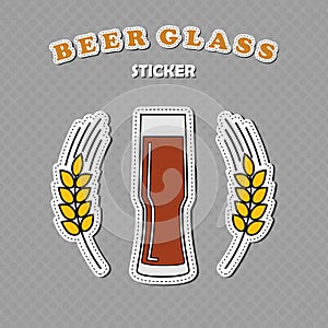 Stange beer glass and two wheat spikes stickers