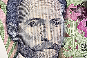 Stanislaw Wyspianski a closeup portrait from old Polish money