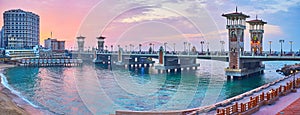 Panorama of Stanley bridge, Alexandria, Egypt