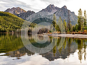 Stanly Lake sunset with mountain reflection