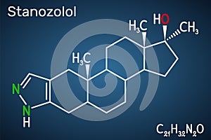 Stanozolol, Stz molecule. It is androgen, synthetic anabolic steroid, used in treating hereditary angioedema. Structural chemical