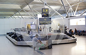 Stansted airport, luggage waiting area