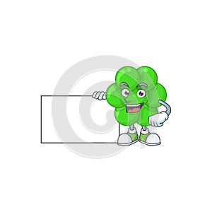 Staphylococcus aureus cartoon drawing Thumbs up holding a white board