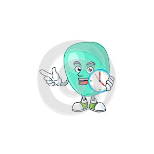 Staphylococcus aureus mascot design concept holding a circle clock