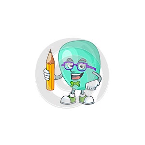 Staphylococcus aureus student cartoon character studying with pencil