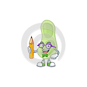 Staphylococcus pneumoniae student cartoon character studying with pencil