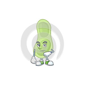 Staphylococcus pneumoniae with waiting gesture cartoon mascot design concept