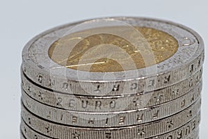 Staple of 2 Euro coins