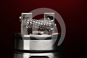 Staple staggered fused clapton coil red background