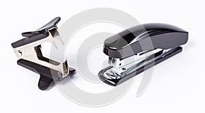 Stapler and antistapler on white