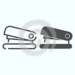 Stapler line and solid icon. Stapler for documents vector illustration isolated on white. An instrument for fastening