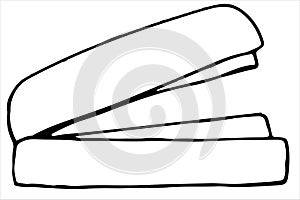 Stapler with staples for paper, vector illustration in doodle style, black outline, coloring book