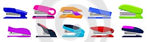 Stapler vector cartoon set icon. Isolated cartoon set icon stapling equipment. Vector illustration stapler on white