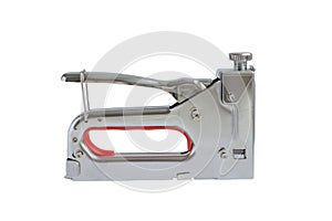 Stapler. Working tool on a white background. Repair and construction
