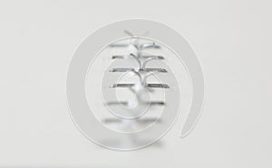 Staples in a stapled papers, macro view