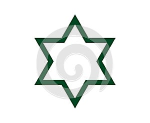 Star Six Pointed Shape Outline Green Stroke Star