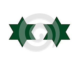 Six Pointed Star Shape Green Design Elements