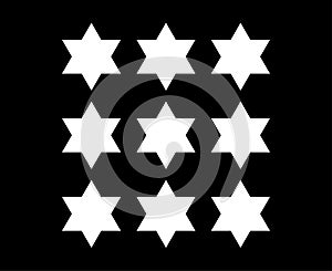 Six Pointed Star Shape Collection Black And White
